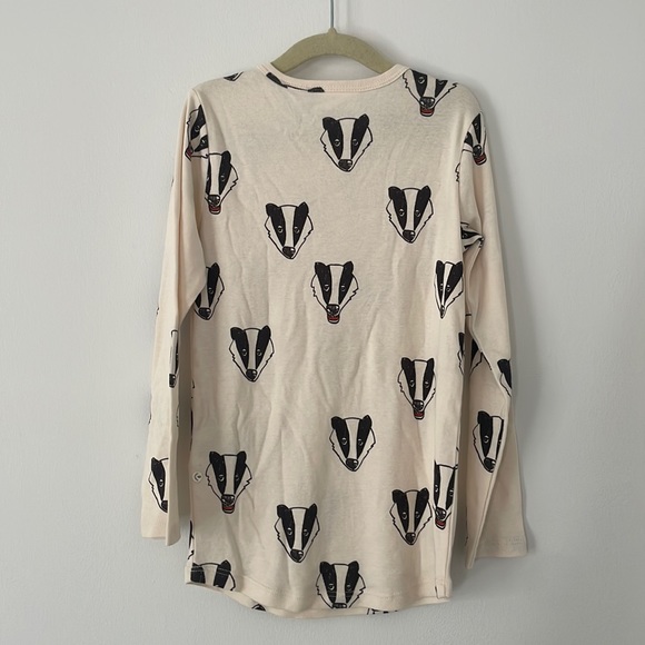 Mini Rodini Designer badger print kids long sleeve button top organic cotton 5-7 - Picture 5 of 12